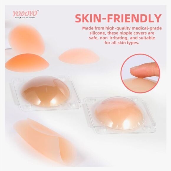NIB New YODOYO Nipple Covers Sticky Adhesive Silicone Nipple Pasties Reusable - Picture 3 of 12